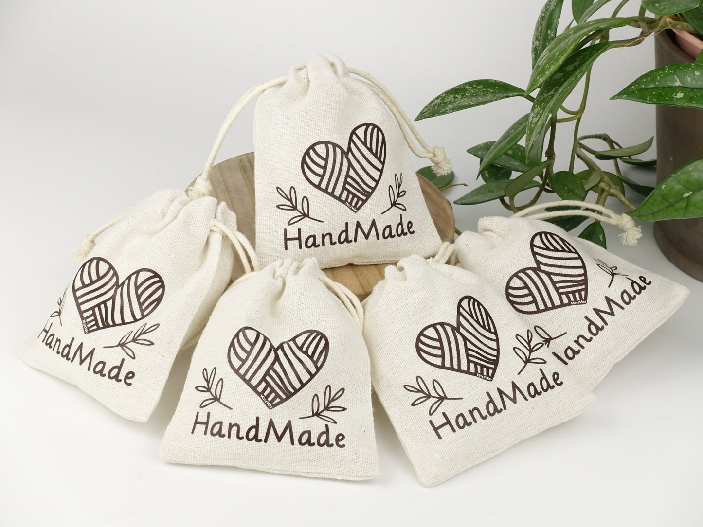 天然手工棉麻抽繩袋 送禮系列 - Hand Made(小號)