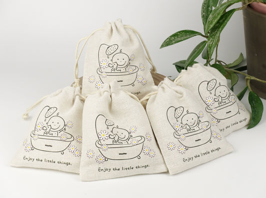 天然手工棉麻抽繩袋 自然系列 - Little Things(小號)