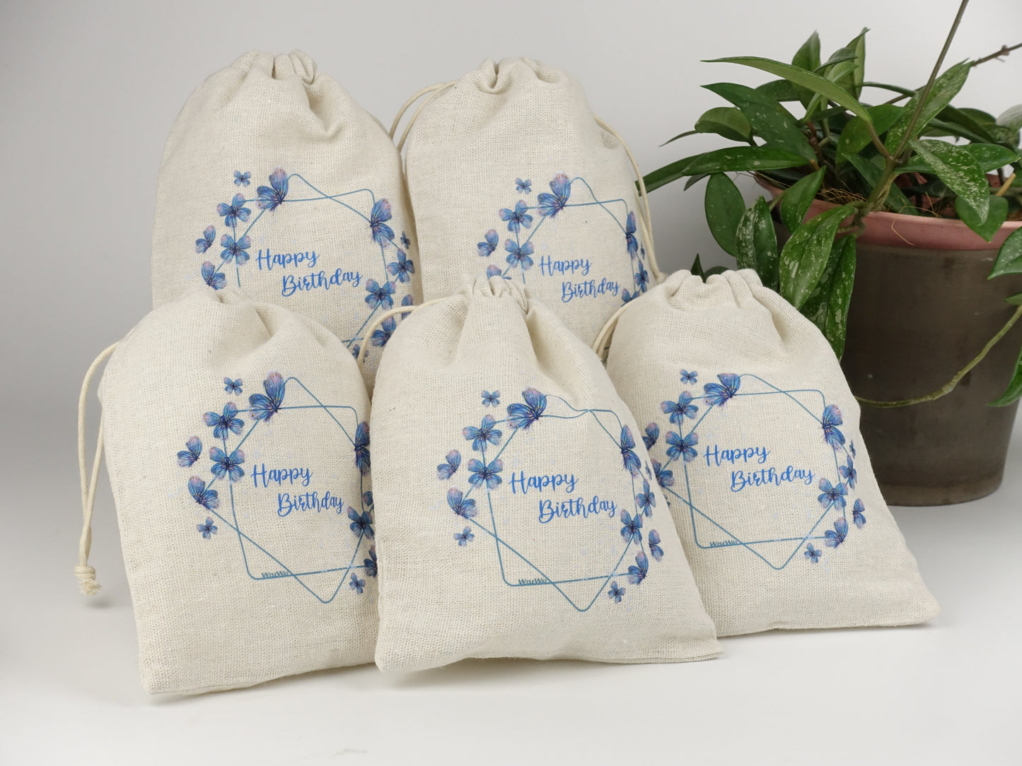 天然手工棉麻抽繩袋 自然系列 - Butterfly(中號)