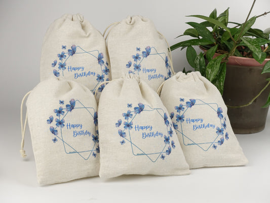 天然手工棉麻抽繩袋 自然系列 - Butterfly(中號)