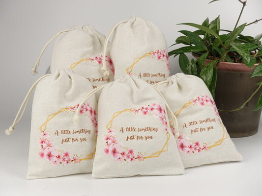 天然手工棉麻抽繩袋 自然系列 - Cherry Blossom(中號)