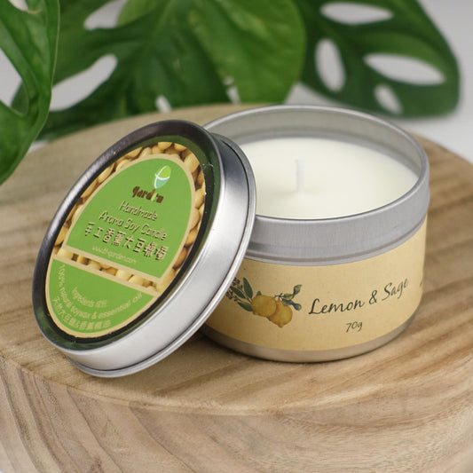 Natural Handmade Soy Wax Aroma Candle - Lemon & Sage 70g