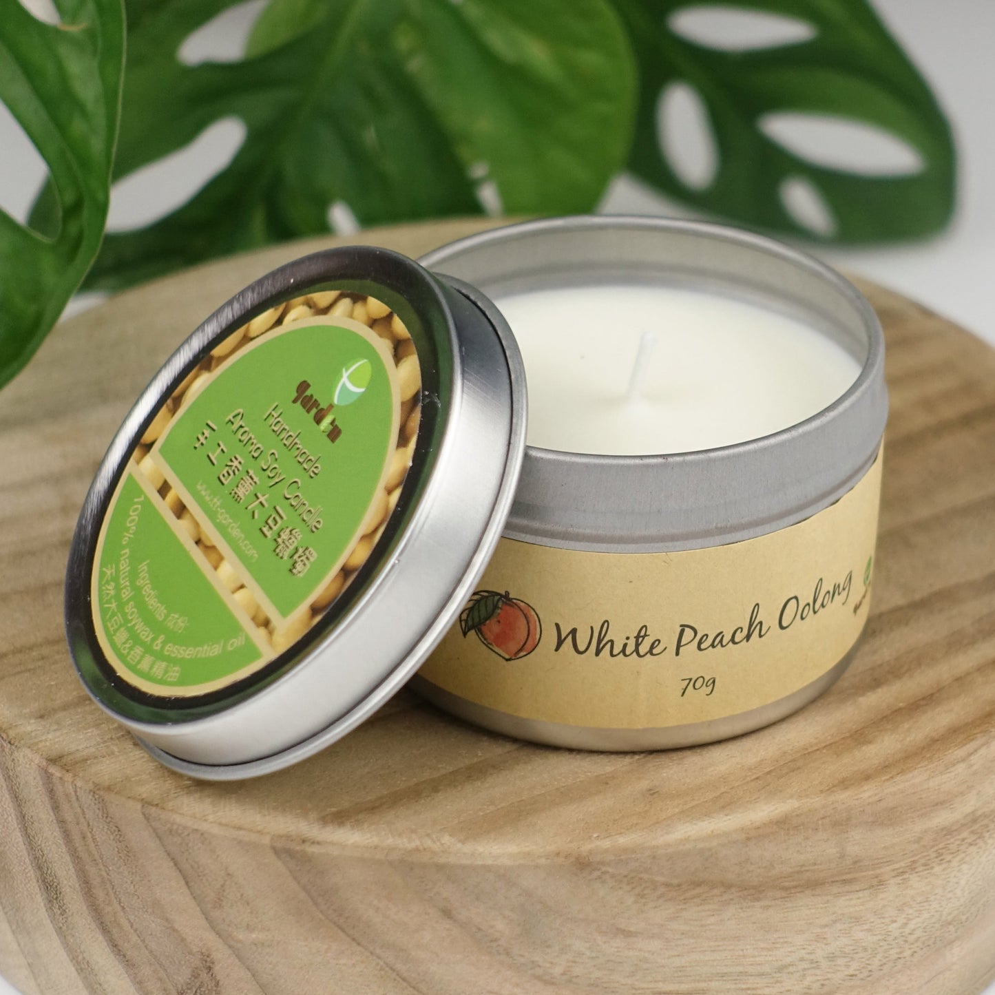 Natural Handmade Soy Wax Aroma Candle - White Peach Oolong 70g