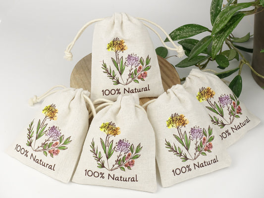 天然手工棉麻抽繩袋 自然系列 - 100% Natural（小號）