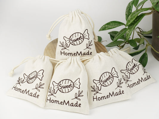天然手工棉麻抽繩袋 送禮系列 - Home Made（小號）